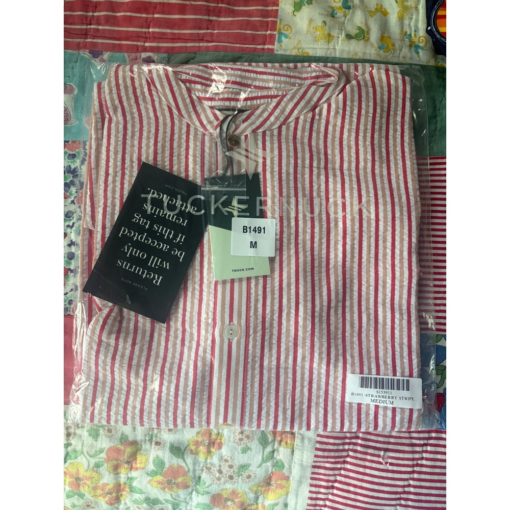 Tuckernuck Strawberry Stripe Shirt Dress Red White Medium NWT - Picture 4 of 6